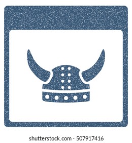 Horned Ancient Helmet Calendar Page grainy textured icon for overlay watermark stamps. Flat symbol with unclean texture.