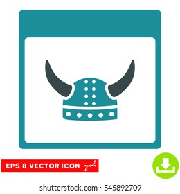 Horned Ancient Helmet Calendar Page icon. Vector EPS illustration style is flat iconic bicolor symbol, soft blue colors.