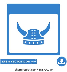 Horned Ancient Helmet Calendar Page icon. Vector EPS illustration style is flat iconic symbol, cobalt color.