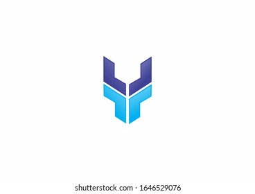 horned animal head symbol vector logo design