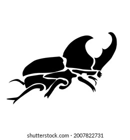 horned beetle icon illustration for logo, black and white vector design