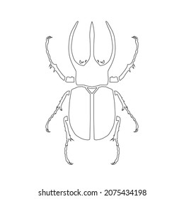 Horned beetle icon. The outlines of a deer beetle. Top view. Vector illustration isolated on a white background for design and web.