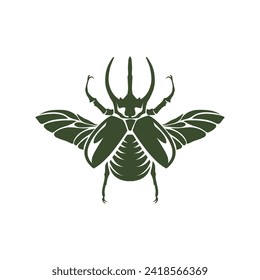 horned beetle illustration in silhouette style