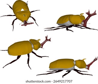 desenho de inseto de besouro com chifres ilustração de esboço de vetor