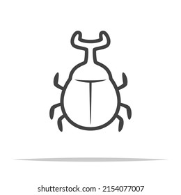 Horned beetle outline icon vector isolated