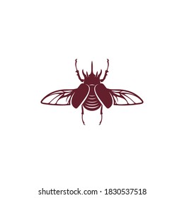 horned beetle vector illustration, simple and creative design 