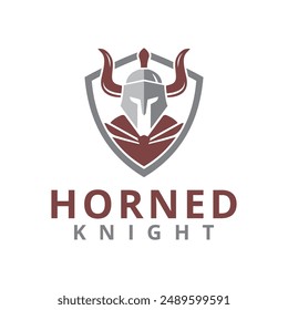 Horned Bull Head Animal Knight Armor Strong Shield Logo Template