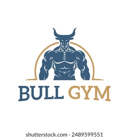 Horned Bull Head Animal Strong Muscle Circle Line Logo Template