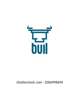 logotipo de la cabeza de toro bocina vector con estilo de diseño de arte de línea, sencillo