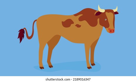 horned bull on a blue background