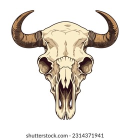 Horned bull skull symbolizes death and anatomy icon isolated