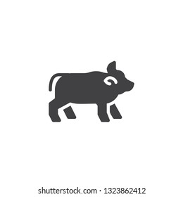 Horned cow side view vector icon. filled flat sign for mobile concept and web design. cow standing glyph icon. Farm animal symbol, logo illustration. Pixel perfect vector graphics