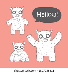 Zeichendesign-Illustration des Hornkreaturmonsters