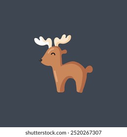 Horned deer in flat vector design.