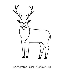 horned deer icon over white background, vector illustration