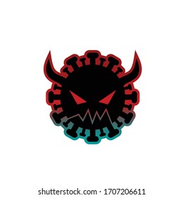 Horned Devil Virus Character, Icon And Symbol for Corona Virus, Design for Sticker and Logo, On White Background.