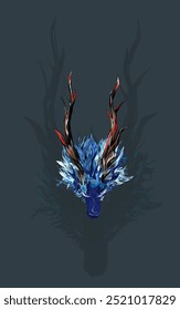 horned dragon head on a dark gray background