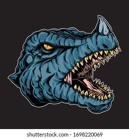 horned dragon head vector drawing 