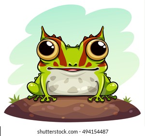 horned frog cartoon vector illustration