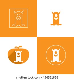 horned ghost halloween icon