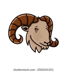 horned goat head clip art, style vector illustration.
