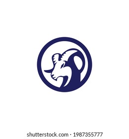 horned goat head icon logo