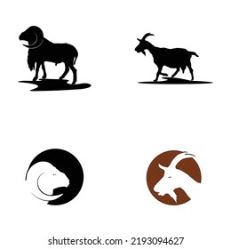 horned goat logo vector template
