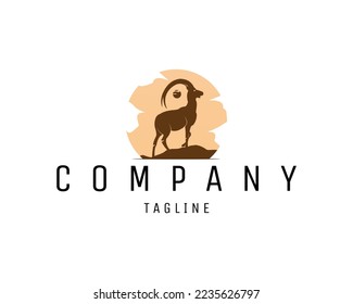 horned goat under moonlight isolated on white background. best for logos, badges, emblems, icons, available in eps 10