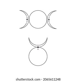 horned god and triple moon goddess symbols vector