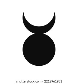 Horned God vector symbol - Wiccan ancient mythology flat illustration black icon isolated on white background