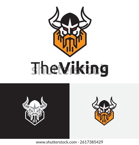 Horned Guy Head Viking Pirate Raider Mascot Logo Template