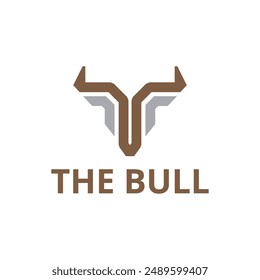 Horned Head Bull Animal Nature Abstract Logo Template