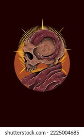 Horned head skull vector illustration