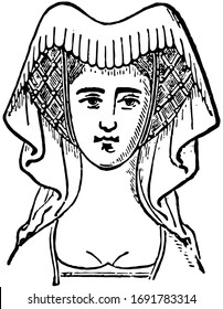 Horned Head-Dress ist eine mittelmäßige, Vintage-Linie Zeichnung oder Gravur-Illustration.