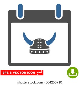 Horned Helmet Calendar Day icon. Vector EPS illustration style is flat iconic bicolor symbol, cobalt and gray colors.