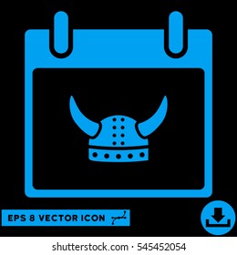 Horned Helmet Calendar Day icon. Vector EPS illustration style is flat iconic symbol, blue color.