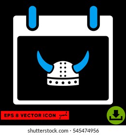 Horned Helmet Calendar Day icon. Vector EPS illustration style is flat iconic bicolor symbol, blue and white colors.