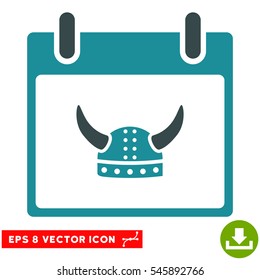Horned Helmet Calendar Day icon. Vector EPS illustration style is flat iconic bicolor symbol, soft blue colors.