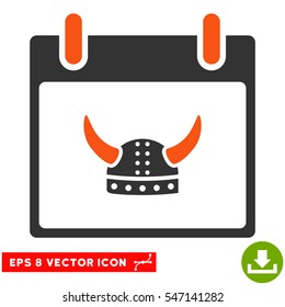 Horned Helmet Calendar Day icon. Vector EPS illustration style is flat iconic bicolor symbol, orange and gray colors.