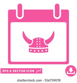 Horned Helmet Calendar Day icon. Vector EPS illustration style is flat iconic symbol, pink color.