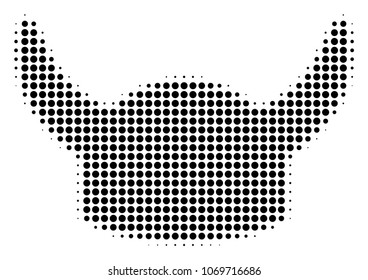 Horned Helmet halftone vector icon. Illustration style is dotted iconic Horned Helmet icon symbol on a white background. Halftone pattern is circle spots.