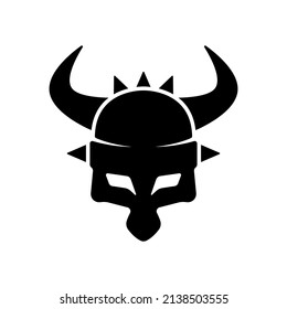 Horned helmet icon. Black silhouette. Front view. Vector simple flat graphic illustration. Isolated object on a white background. Isolate.