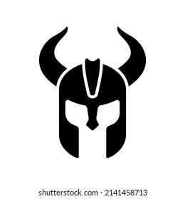 Horned helmet icon. Black silhouette. Front view. Vector simple flat graphic illustration. Isolated object on a white background. Isolate.