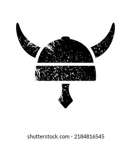 Horned helmet icon. Black silhouette. Front view. Vector simple flat graphic illustration. Isolated object on a white background. Isolate.