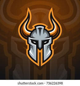 Horned Helmet mascot logo. Sport team logotype illustration. Eps10 vector.