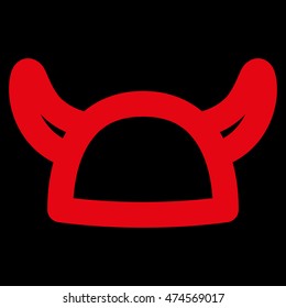 Horned Helmet vector icon. Style is stroke flat icon symbol, red color, black background.