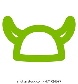 Horned Helmet vector icon. Style is linear flat icon symbol, eco green color, white background.