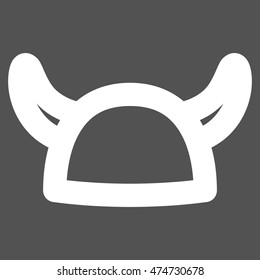 Horned Helmet vector icon. Style is linear flat icon symbol, white color, gray background.