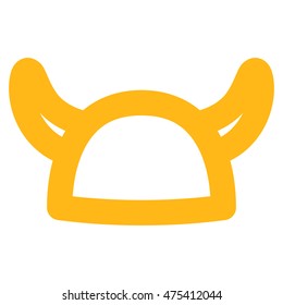 Horned Helmet vector icon. Style is outline flat icon symbol, yellow color, white background.