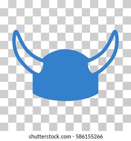 Horned Helmet vector pictograph. Illustration style is flat iconic cobalt symbol on a transparent background.